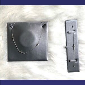 Silver .925 Cross Necklace and Bracelet Set